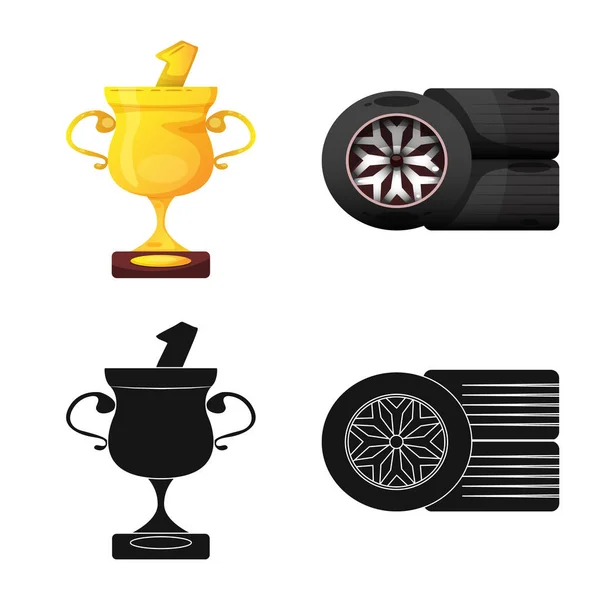Illustrazione vettoriale di auto e rally simbolo. Raccolta di auto e icona vettore gara per magazzino . — Vettoriale Stock