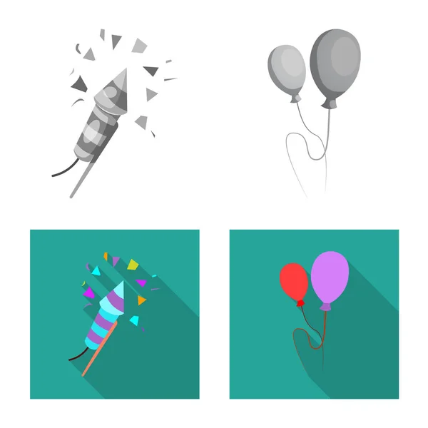 Векторная иллюстрация значка вечеринки и дня рождения. Набор праздничных и праздничных фондовых символов для интернета . — стоковый вектор
