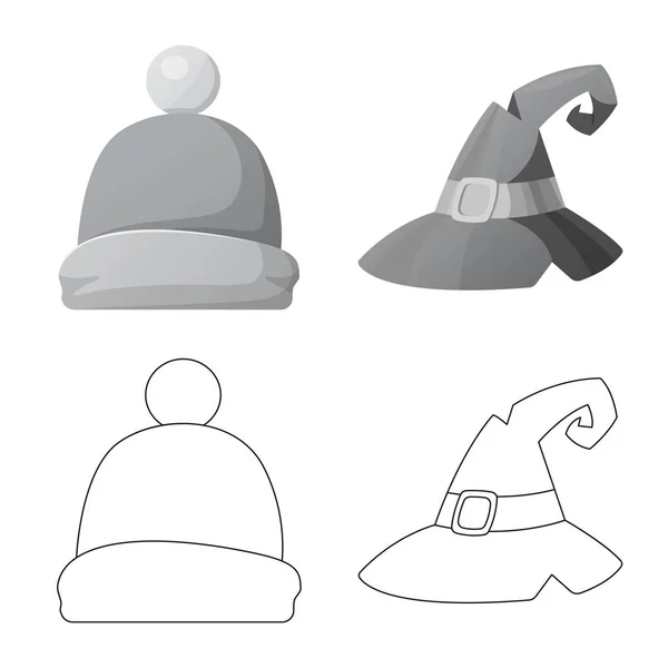 Objeto aislado de la cabeza y el icono de la tapa. Conjunto de sombreros y accesorio icono de vector para stock . — Archivo Imágenes Vectoriales