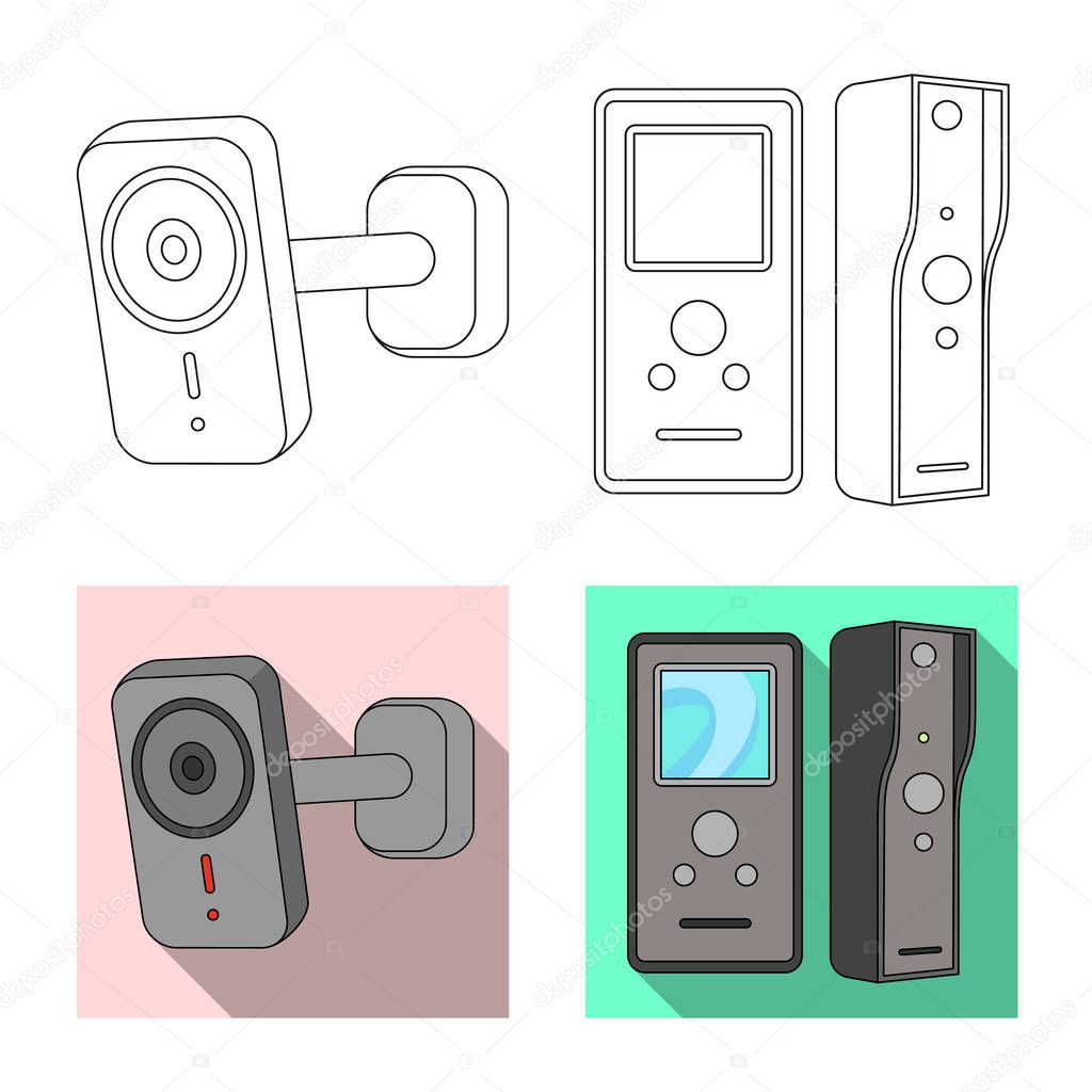 Vector design of cctv and camera icon. Collection of cctv and system vector icon for stock.