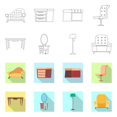Mobilya ve daire simge vektör tasarımı. Koleksiyon Mobilya ve ev hisse senedi vektör çizim.