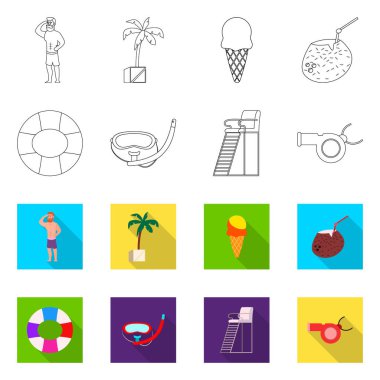 Havuzu ve yüzme simge vektör Illustration. Web için havuz ve etkinlik hisse senedi simgesi kümesi.