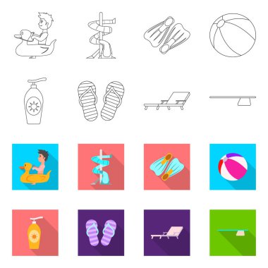 Yalıtılmış nesne havuzu ve yüzme simgesi. Havuzu ve etkinlik hisse senedi vektör çizim topluluğu.