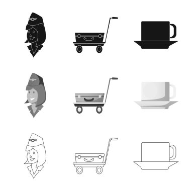 Havaalanı ve uçak sembolü yalıtılmış nesne. Web için Havaalanı ve uçak hisse senedi simgesi kümesi.