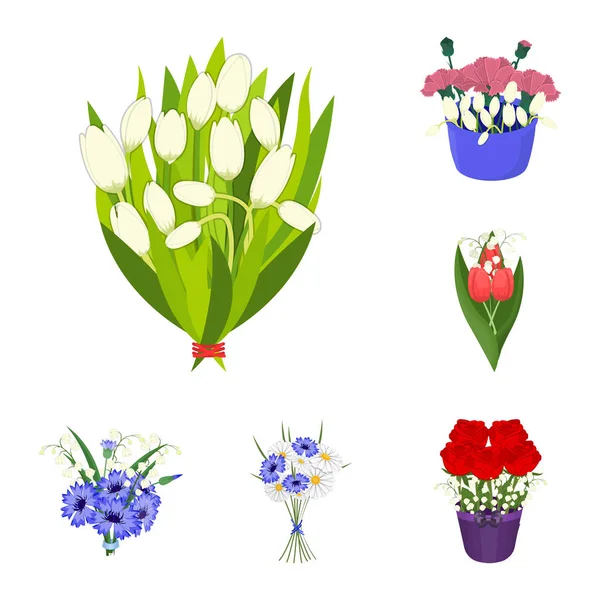 Ein Strauß frischer Blumen Cartoon-Ikonen in Set-Kollektion für Design. verschiedene Sträuße Vektor Symbol Stock Web Illustration. — Stockvektor