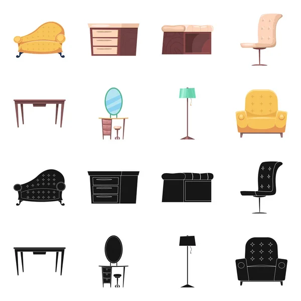 Objeto aislado de muebles e icono del apartamento. Conjunto de muebles y vector de inicio icono para la acción . — Vector de stock