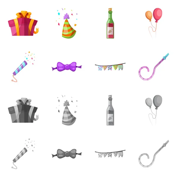 党和生日标志的矢量设计。网上聚会和庆典股票符号的收集. — 图库矢量图片