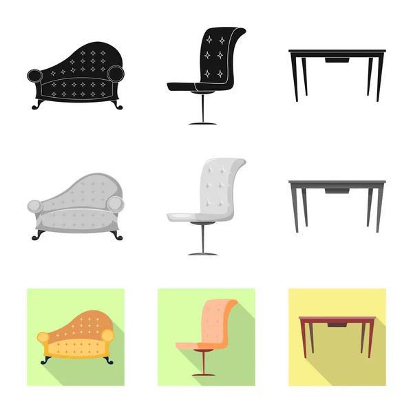 Isolierte Möbelstück und Wohnung Symbol. Set von Möbeln und Home Vektor Icon für Lager. — Stockvektor