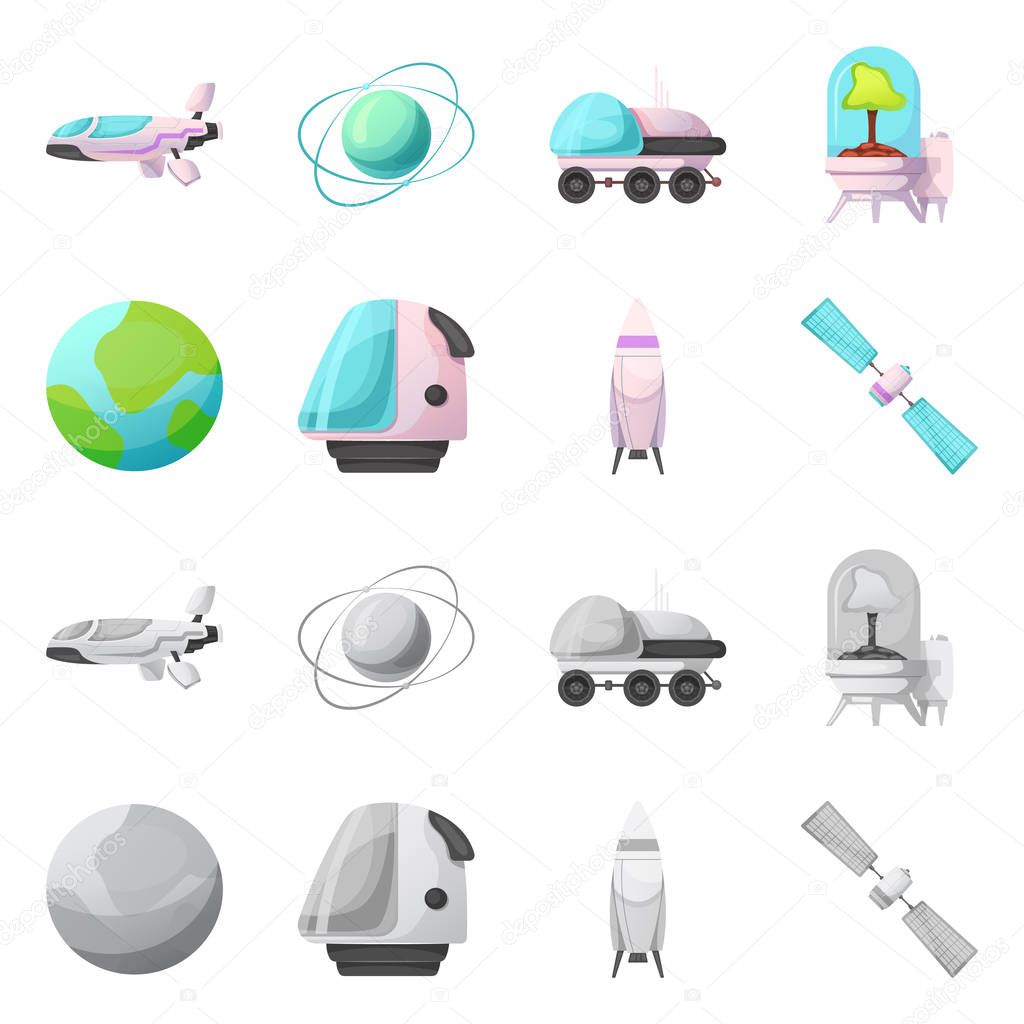 Vector design of mars and space icon. Collection of mars and planet vector icon for stock.