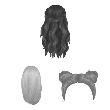 Set koleksiyonu tasarım için kadın saç modeli tek renkli simgeler. Şık saç kesimi vektör simge stok çizim.