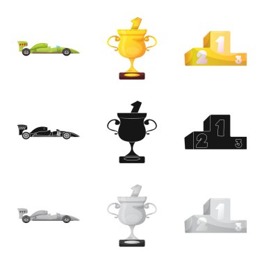 Araba ve ralli simge vektör tasarımı. Araba ve yarış hisse senedi vektör çizim seti.