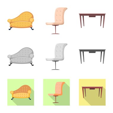 Mobilya ve daire simge vektör tasarımı. Mobilya ve ev hisse senedi vektör çizim.