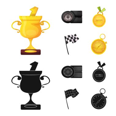 Araba ve ralli logo vektör Illustration. Araba ve yarış hisse senedi simgesi web için kümesi.