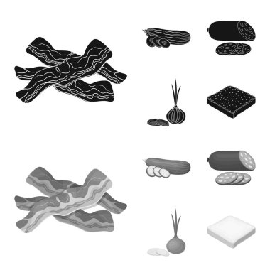 Burger ve malzemeler siyah, tek renkli simgeler set koleksiyonu tasarım için. Vektör simge stok web illüstrasyon pişirme Burger.