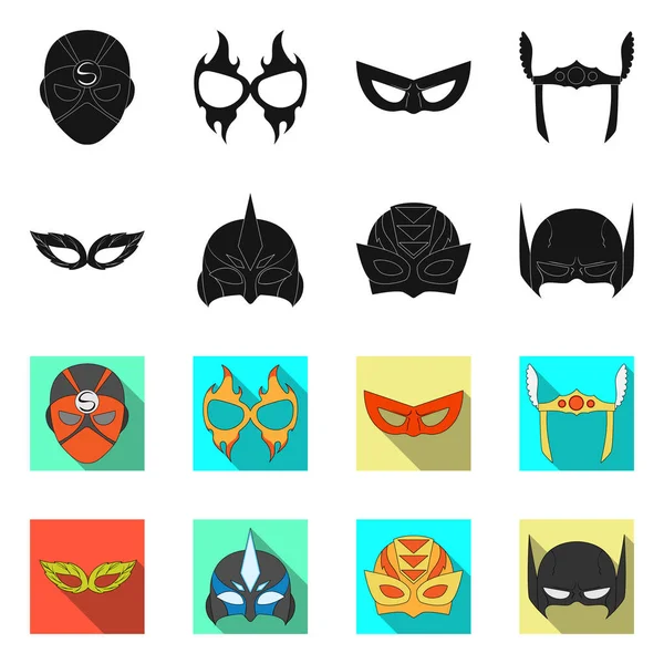 Vektor illustration av hjälte och mask tecken. Samling av hjälte och superhjälte aktiesymbol för webben. — Stock vektor
