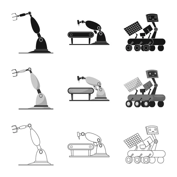 Objeto aislado de robot e icono de fábrica. Colección de robot y símbolo de stock espacial para web . — Vector de stock