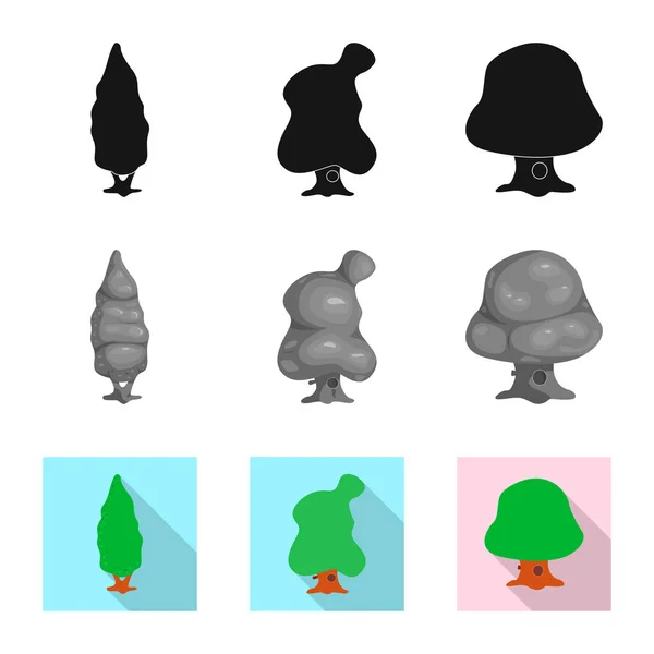 Isolerade objekt av träd och naturen-ikonen. Samling av träd och krona aktiesymbol för webben. — Stock vektor