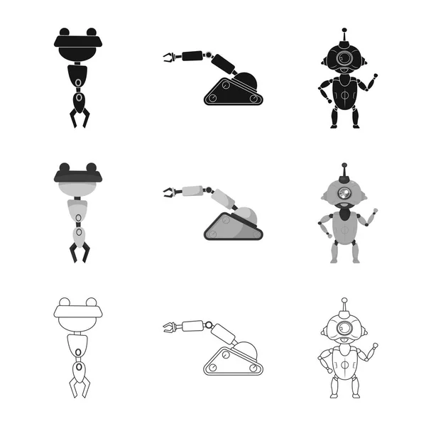 Vector ontwerp van pictogram robot en fabriek. Collectie van robot en ruimtevaart aandelensymbool voor web. — Stockvector