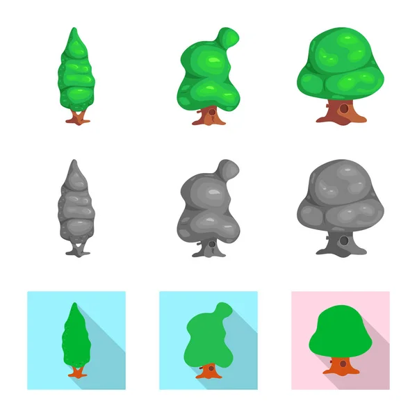 Objeto aislado del logotipo del árbol y la naturaleza. Conjunto de árbol y corona vector de stock ilustración . — Vector de stock