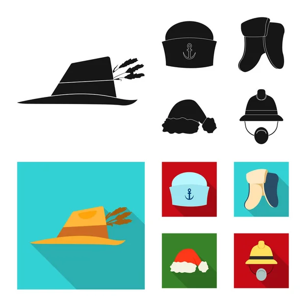 Projeto vetorial de headwear e logotipo da tampa. Conjunto de chapéus e acessórios ilustração vetorial . — Vetor de Stock