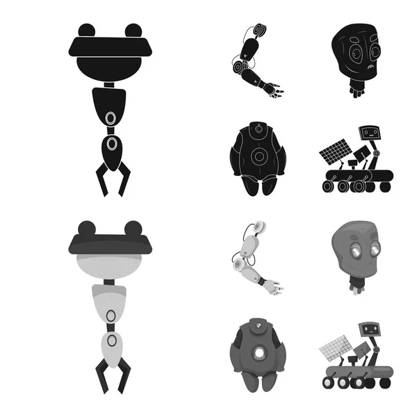 Vector ontwerp van pictogram robot en fabriek. Set van robot en ruimtevaart voorraad vectorillustratie. — Stockvector