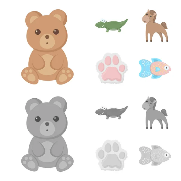 Una caricatura poco realista, iconos de animales monocromáticos en la colección de conjuntos para el diseño. Animales de juguete vector símbolo stock web ilustración . — Vector de stock