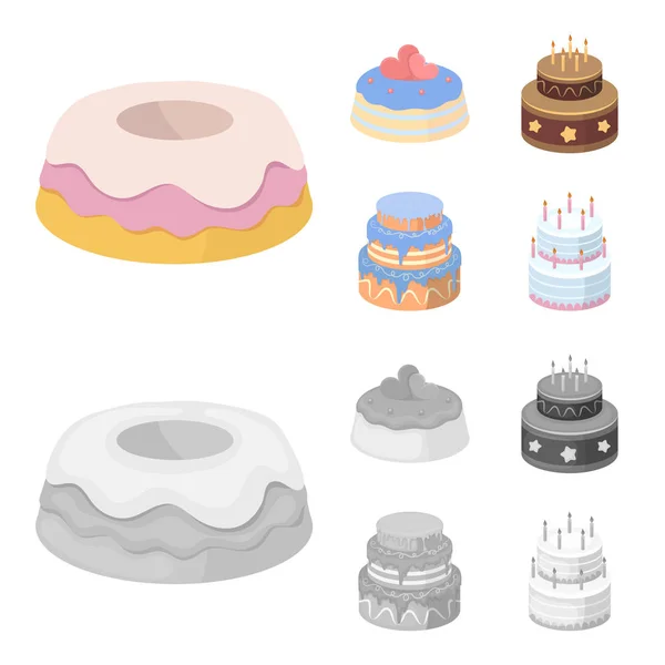 Sweetness, dessert, cream, treacle .Cakes country set collection icons in cartoon, monochrome style vector symbol stock illustration web . — стоковый вектор