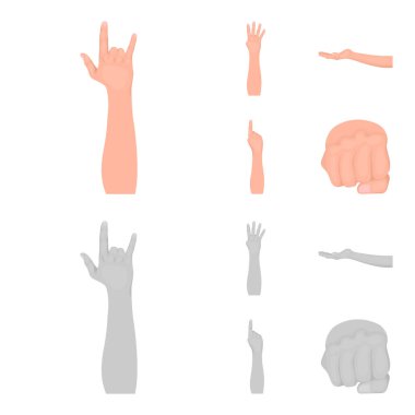 İşaret dili çizgi film, tek renkli simgeler toplama tasarımı için ayarlayın. Duygusal iletişim vektör simge stok web illüstrasyon parçası.