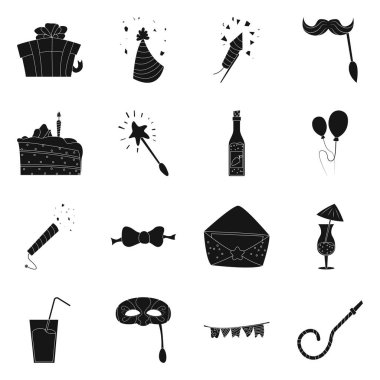 Parti ve Doğum günü simge vektör tasarımı. Hisse senedi için kutlama ve parti vektör simge kümesi.