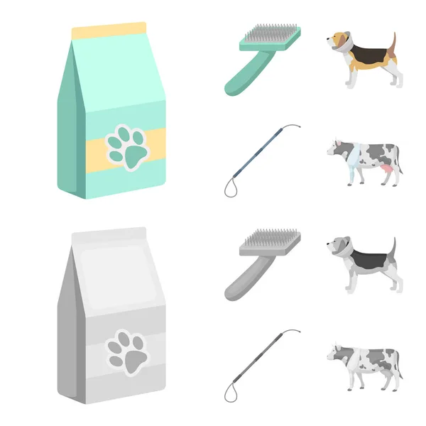 Cão, vaca, gado, animal de estimação. Vet Clinic conjunto coleção ícones em desenhos animados, estilo monocromático símbolo vetorial estoque ilustração web . —  Vetores de Stock