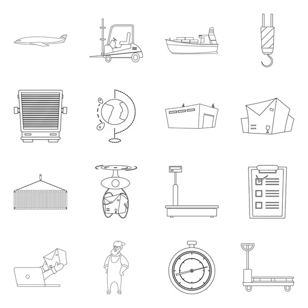 Vector ontwerp van goederen en lading symbool. Aantal goederen en magazijn voorraad symbool voor web. — Stockvector