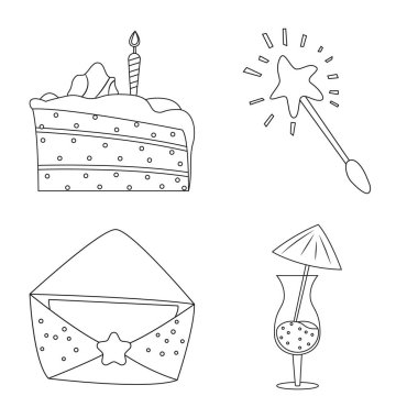 Yalıtılmış nesne parti ve Doğum günü kutsal kişilerin resmi. Hisse senedi için kutlama ve parti vektör simge topluluğu.