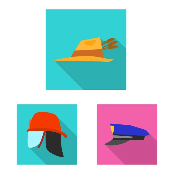 Ilustração vetorial de headwear e ícone de boné. Conjunto de chapéus e acessórios ilustração vetorial . — Vetor de Stock