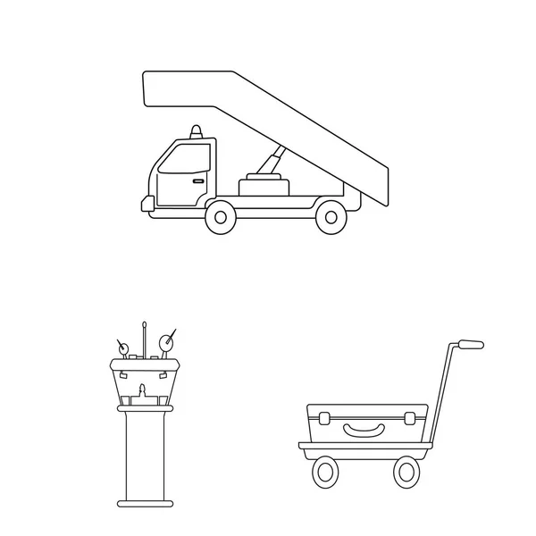 Na białym tle obiekt znak lotniska i samolotów. Zestaw Lotnisko i samolot wektor ikona na magazynie. — Wektor stockowy