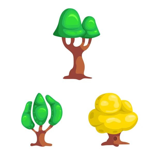 Projekt wektor symbol drzewa i charakter. Zbiór drzew i korony Stockowa ilustracja wektorowa. — Wektor stockowy