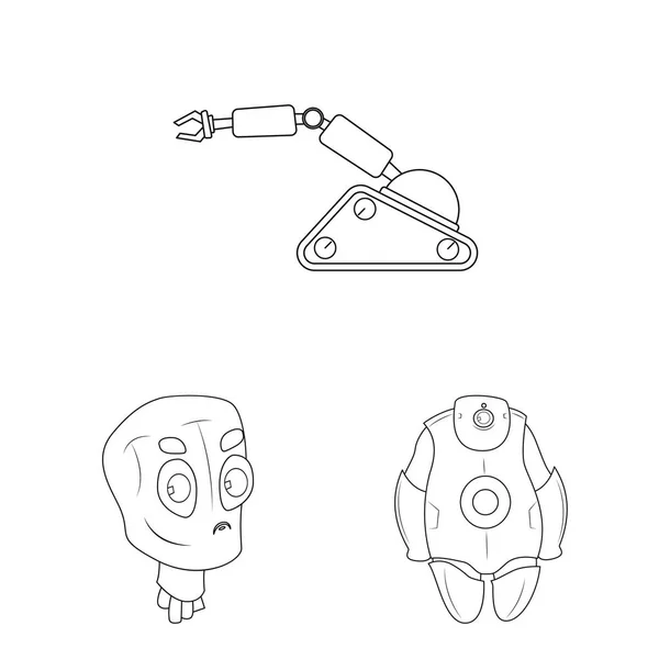 Vectorillustratie van robot en fabriek logo. Collectie van robot en ruimtevaart aandelensymbool voor web. — Stockvector