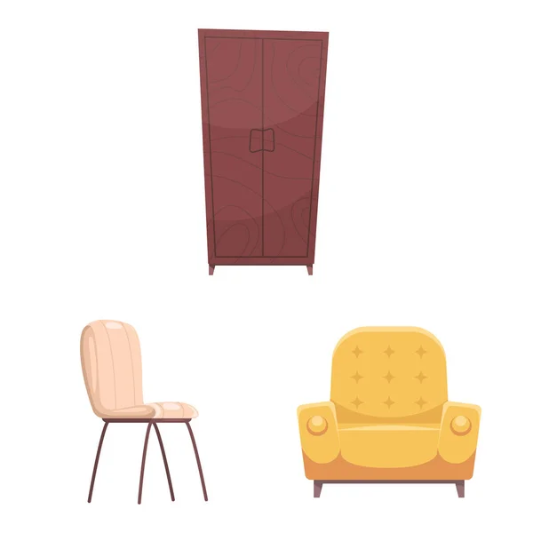 Ilustração vetorial de mobiliário e placa de apartamento. Coleção de móveis e ilustração do vetor de estoque em casa . —  Vetores de Stock