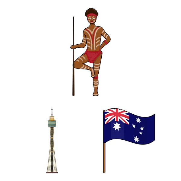 Мультфильм Country Australia в коллекции для веб-иллюстрации . — стоковый вектор