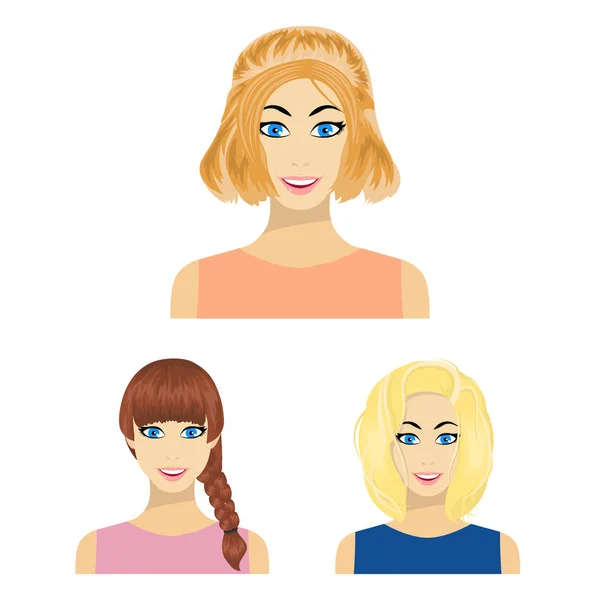 Types de coiffures féminines icônes de dessin animé dans la collection ensemble pour la conception. Apparence d'une femme vecteur symbole stock web illustration . — Image vectorielle