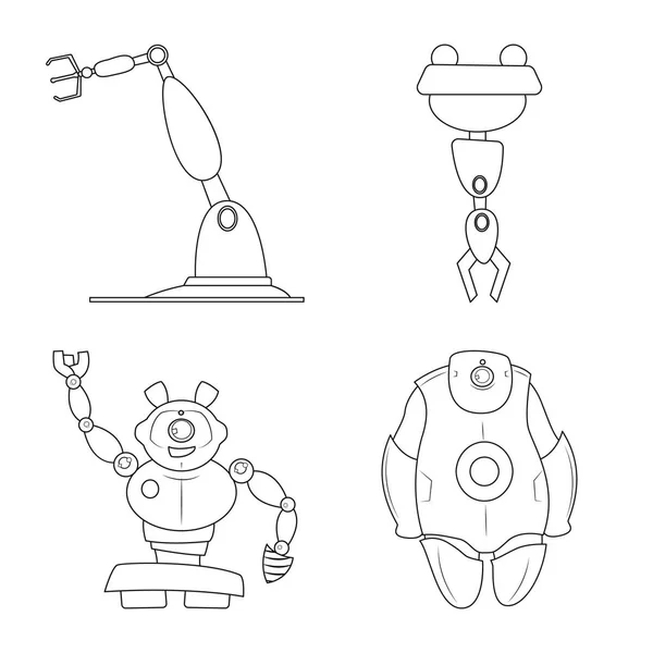 Vectorillustratie van robot en fabriek logo. Collectie van robot en ruimtevaart voorraad vectorillustratie. — Stockvector