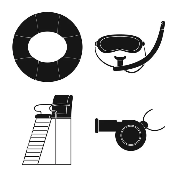 Illustration vectorielle de piscine et signe de natation. Collection d'icône de piscine et vecteur d'activité pour stock . — Image vectorielle