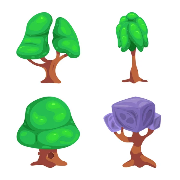 Objet isolé d'arbre et symbole de la nature. Collection d'icônes vectorielles arbre et couronne pour stock . — Image vectorielle