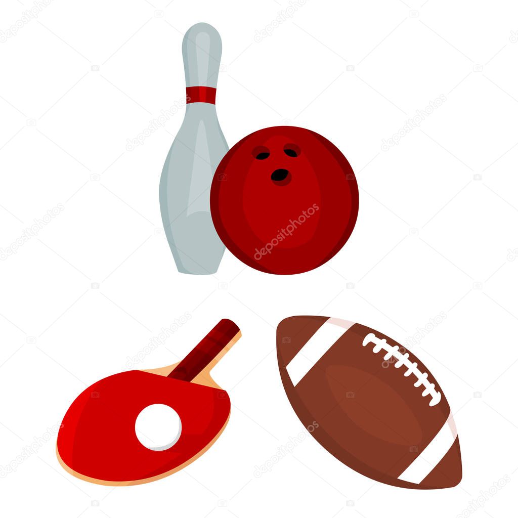 Different kinds of sports cartoon icons in set collection for design. Sport equipment vector symbol stock  illustration.