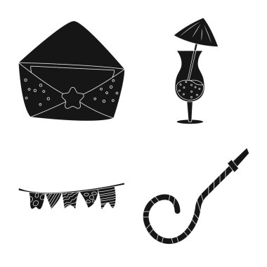 Parti ve Doğum günü simge vektör tasarımı. Parti ve kutlama hisse senedi vektör çizim topluluğu.