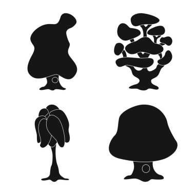 Ağaç ve doğa işareti vektör tasarımı. Ağaç ve taç hisse senedi vektör çizim topluluğu.