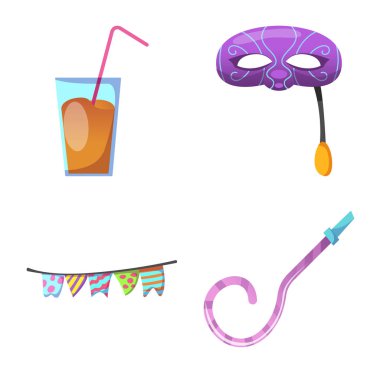 Parti ve Doğum işareti yalıtılmış nesne. Hisse senedi için kutlama ve parti vektör simge topluluğu.