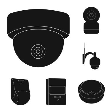 Cctv ve kamera işareti vektör tasarımı. Web için cctv ve sistem hisse senedi simgesi kümesi.
