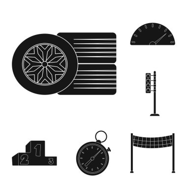 Bir araba ve ralli işaret tasarım vektör. Araba ve yarış hisse senedi vektör çizim topluluğu.