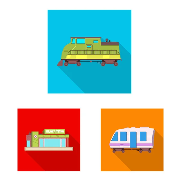 Ilustración vectorial del logotipo del tren y la estación. Colección de tren y billete símbolo de stock para la web . — Archivo Imágenes Vectoriales