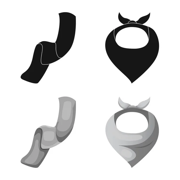 Progettazione vettoriale di sciarpa e scialle segno. Collezione di sciarpa e icona vettoriale accessoria per magazzino . — Vettoriale Stock